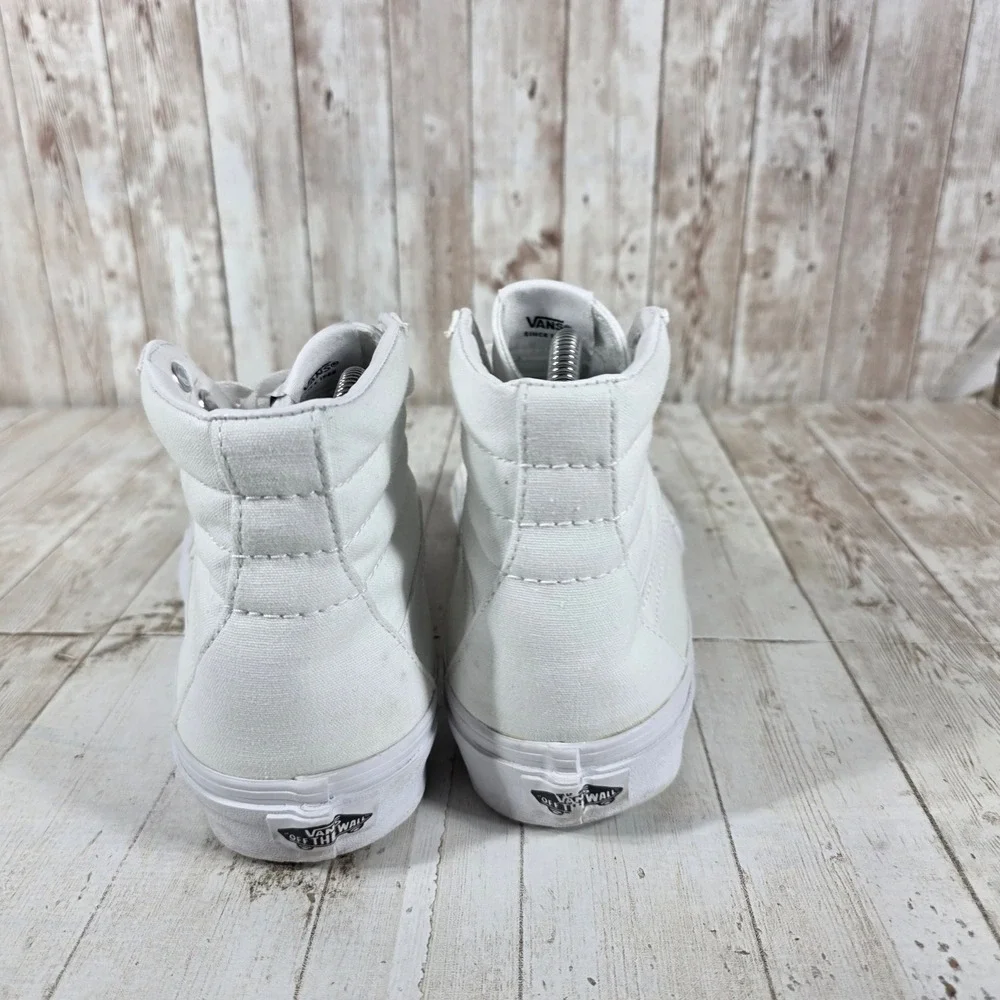 Vans Sk8-Hi White High Top Sneakers Womens 9 Mens 7.5 Canvas Leather Skate Shoes